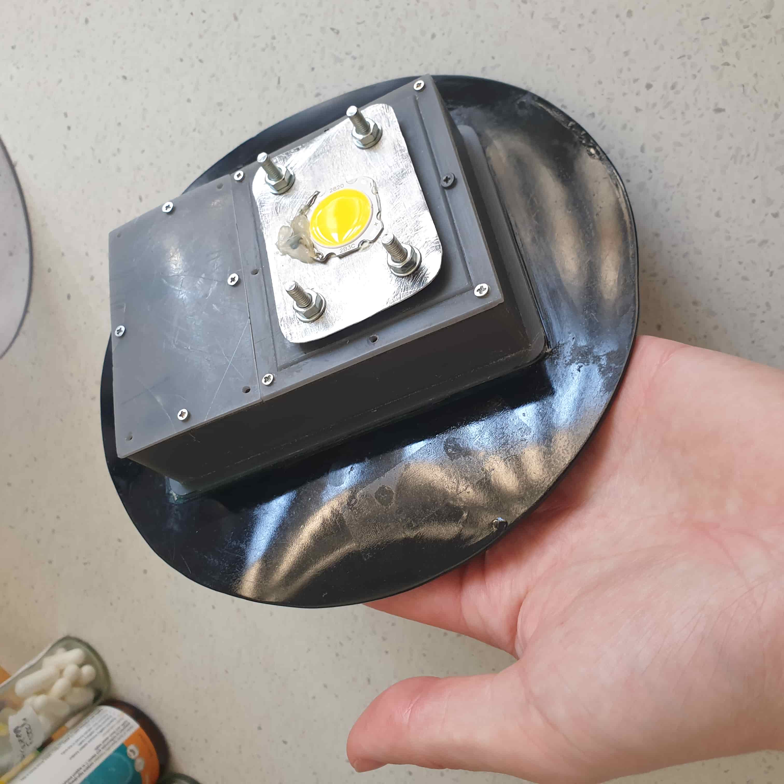 Unfinished solar light underside